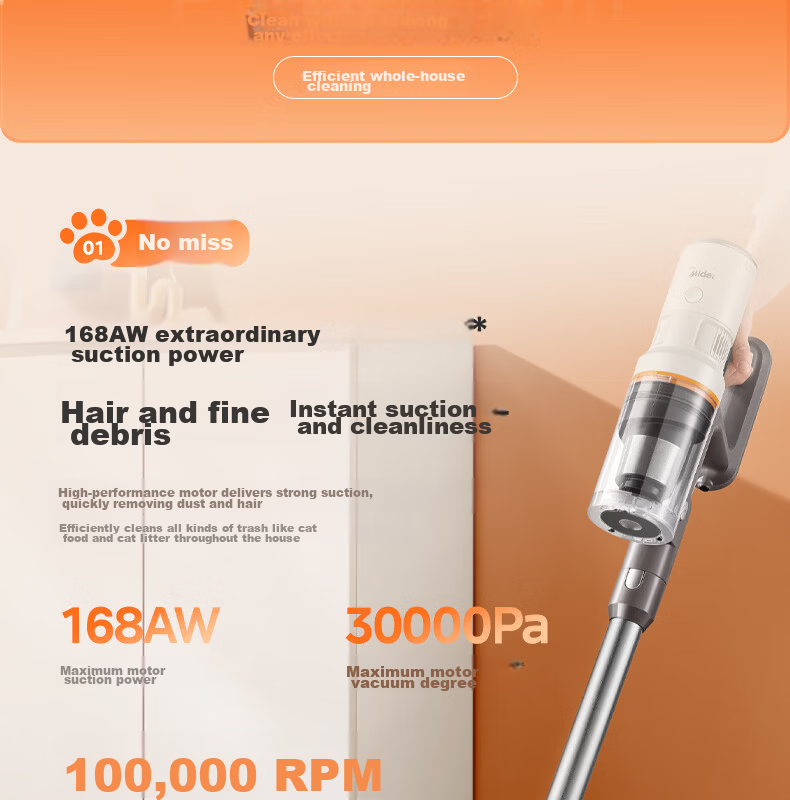 Midea Vacuum Cleaner F30station Obsidian Edition [100 Days Maintenance-Free Hair Cutting] Automatic Dust Collection Station Wireless Long Battery Life Handheld Pet Hair Vacuum for Cat and Dog Hair 13