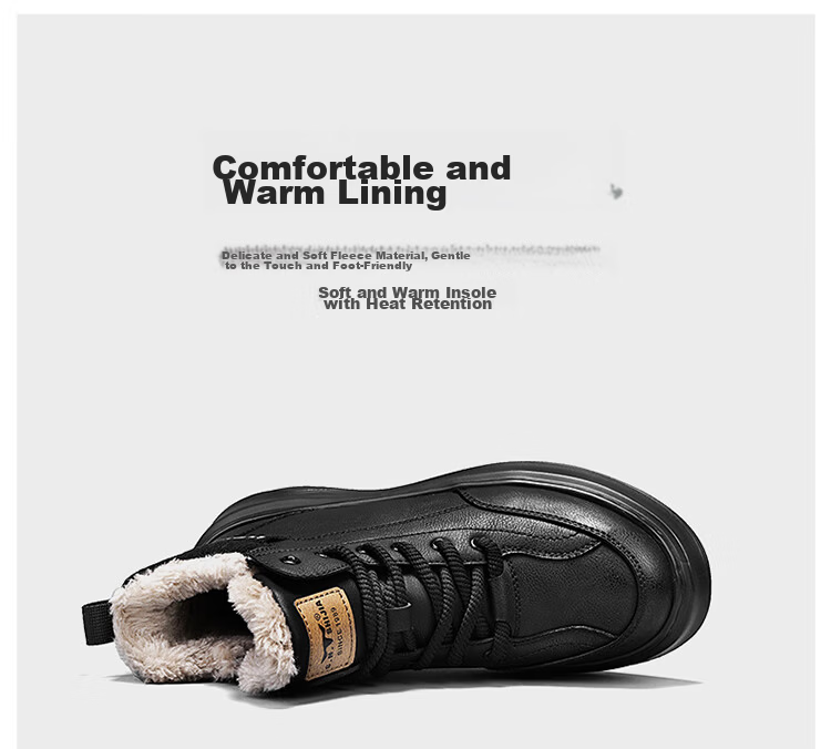 Bull Family Men's Snow Boots Winter New Plush Warm Cotton Martin Boots Outdoor Cold-Resistant High-Top Shoes for Men 10