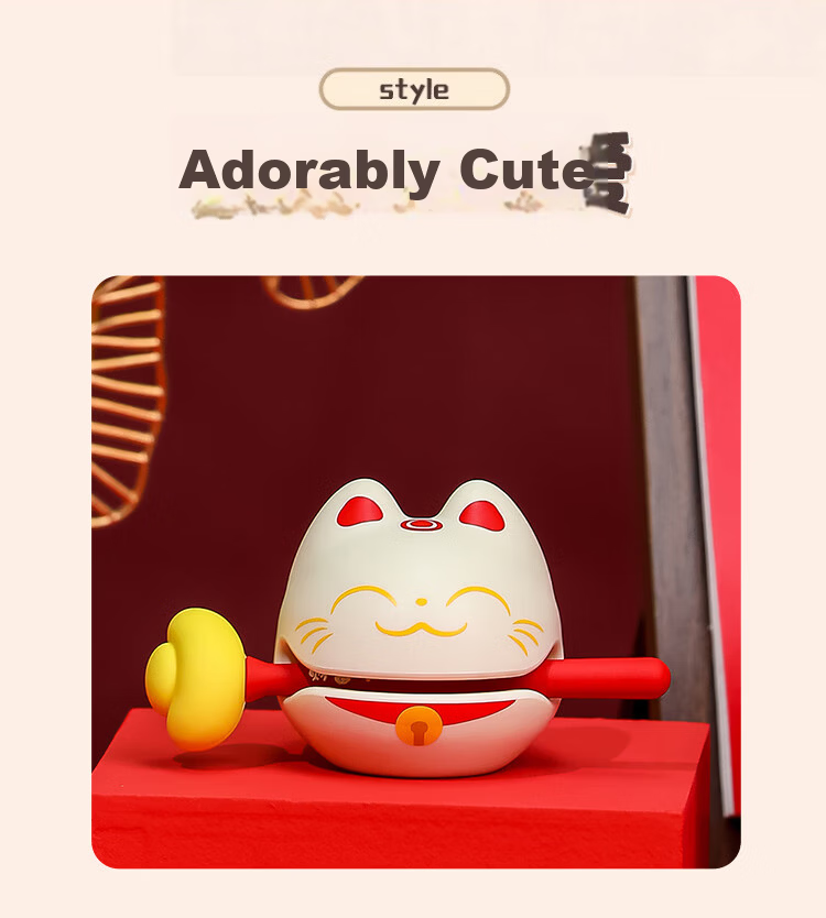 Youjia Good Products Lucky Cat Wooden Fish Stress Relief Toy Gift for Friends Office Desktop Decoration Popular Practical Holiday Gift 7
