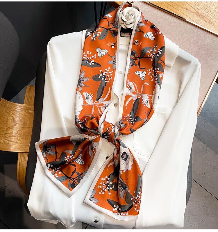 GLO-STORY Women's Scarf Korean Style Long Versatile Floral Square Scarf Gift for Mom Mother's Day Birthday Gift Box Set 16
