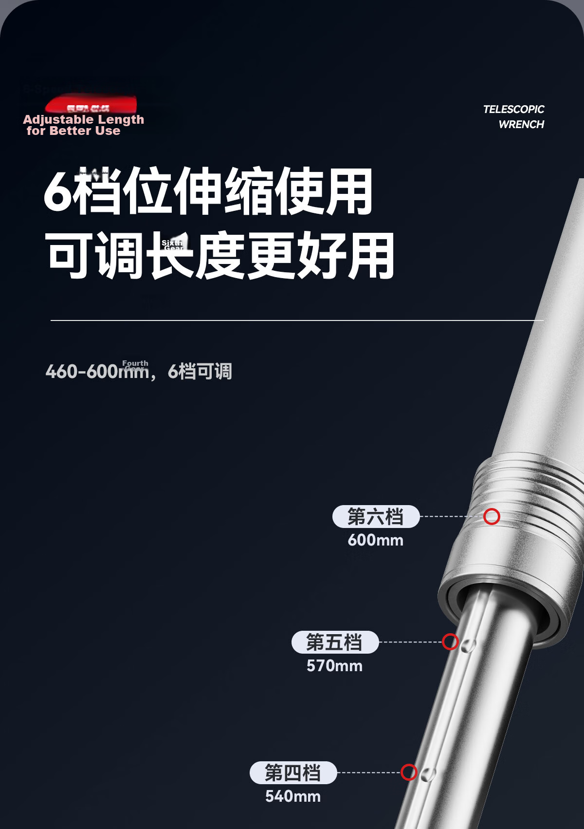 Delixi Industrial Grade 1/2 Large 72-Tooth Extended Telescopic Ratchet Wrench Socket Quick Wrench Labor-Saving Bidirectional 6