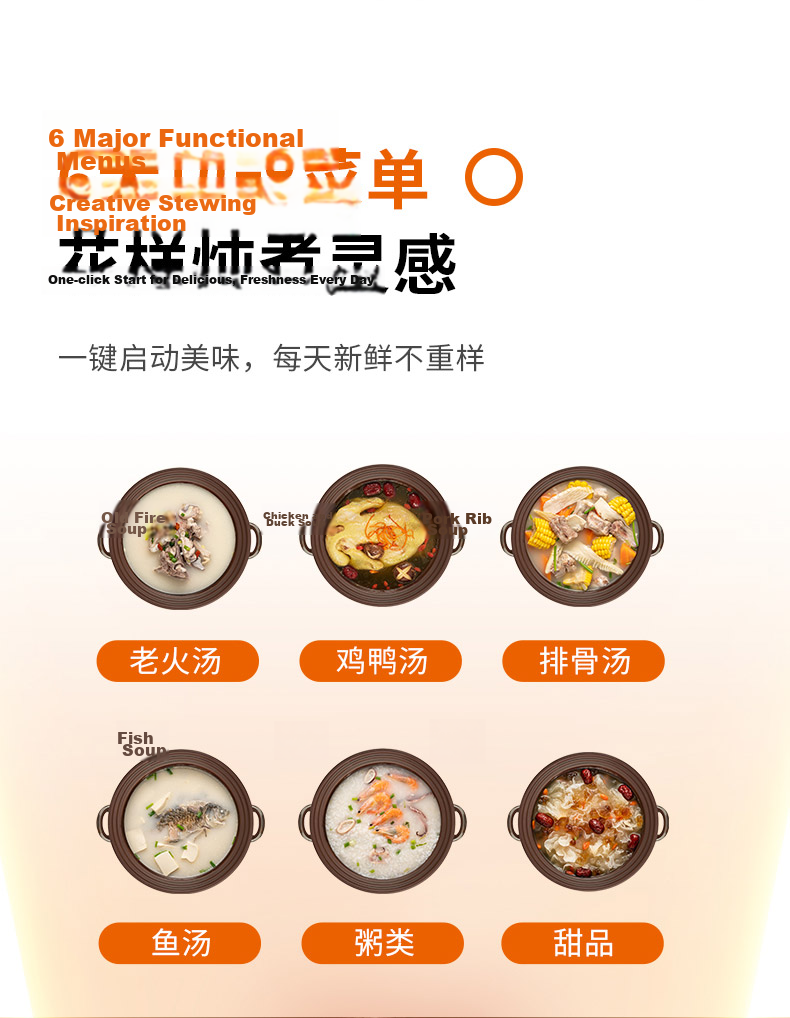 Joyoung Quick-Stew Electric Stew Pot, Electric Clay Pot Stew Cup, Purple Clay Pot, Bird's Nest Stew Cup for Porridge, Direct Stewing Large Capacity Multifunctional Pot with Reservation And Keep-Warm Function GD630 13