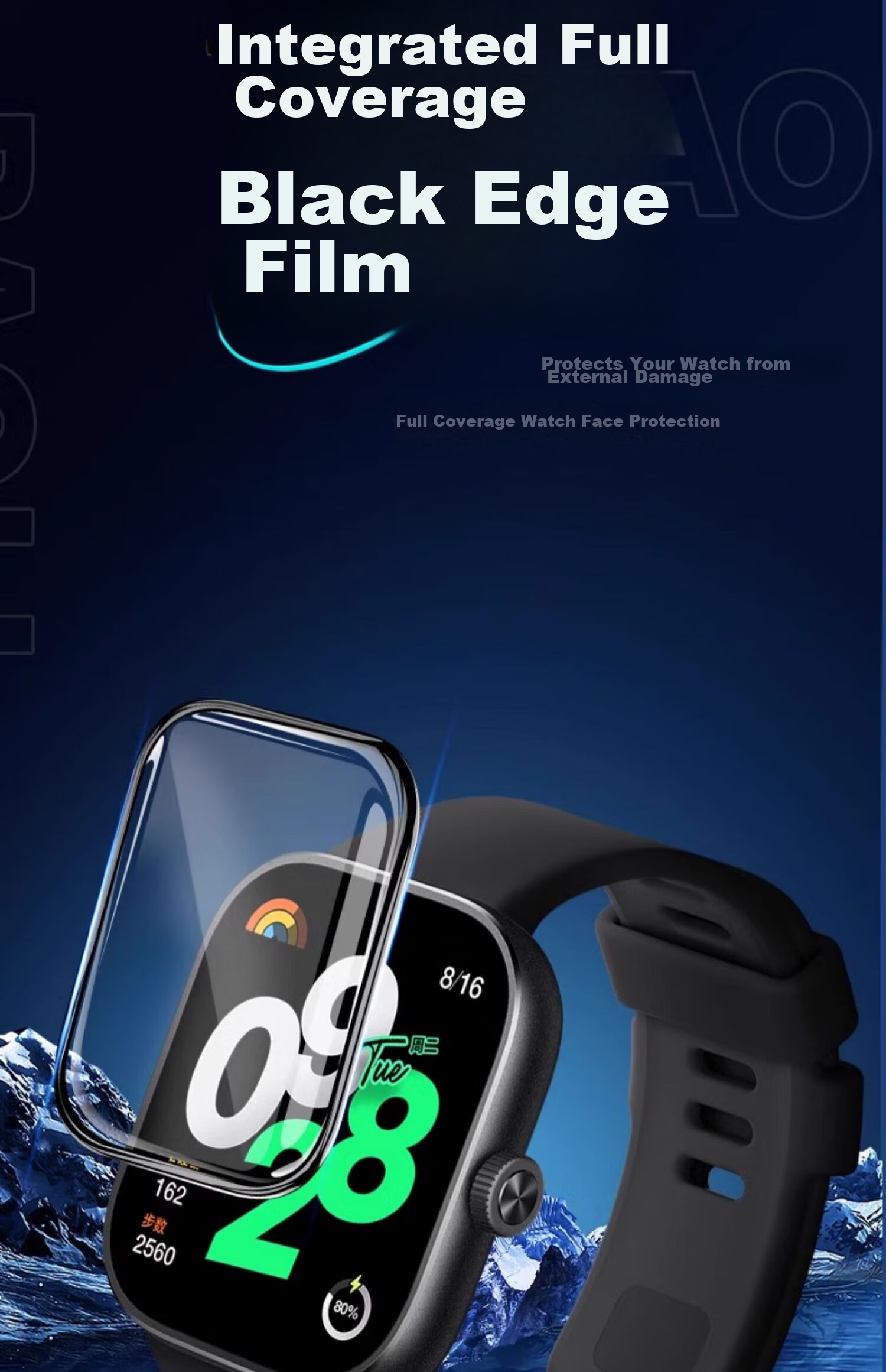 Smorss [2-Pack] Screen Protector for Redmi Watch 4, Non-Tempered HD Curved Composite Full-Coverage Full-Adhesive Anti-Scratch Shockproof Film 3