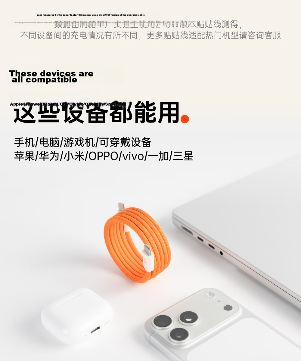 CANDYSIGN Candy Factory MagTie Hard Candy, Fully Magnetic Adhesive Strap, A-L Sugar Orange Apple, MFi Certified Charging Cable, Data Cable, Fast Charging Type-C IPad 13