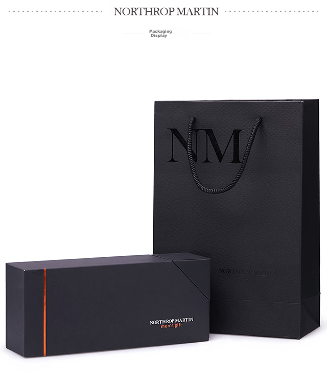 North Martin Premium Silk Tie for Men Formal Business Suit Shirt Hand-Tied Gift Box Luxury Pure Black 15