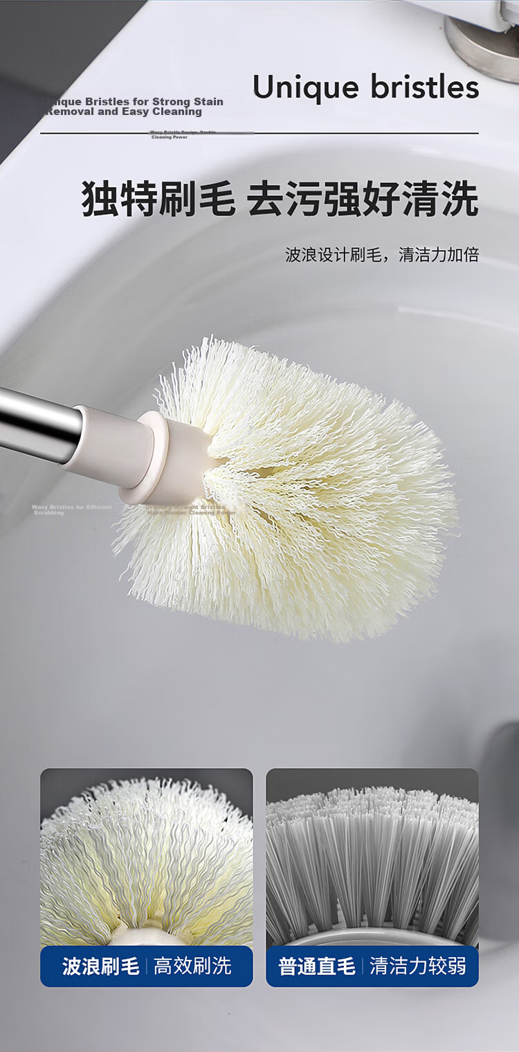LYNN Antibacterial Toilet Brush with Extended Handle, Round Head, No Dead Angle, Smart Toilet Cleaning Kit 7