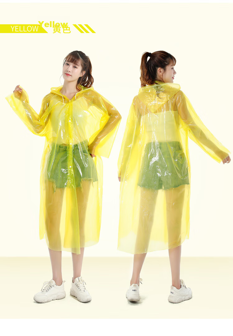 Xinqin Disposable Raincoat for Adults with Hood, Rope Buckle, Travel Outdoor Rainwear, Disposable Poncho, 6 Pieces in Random Colors 11