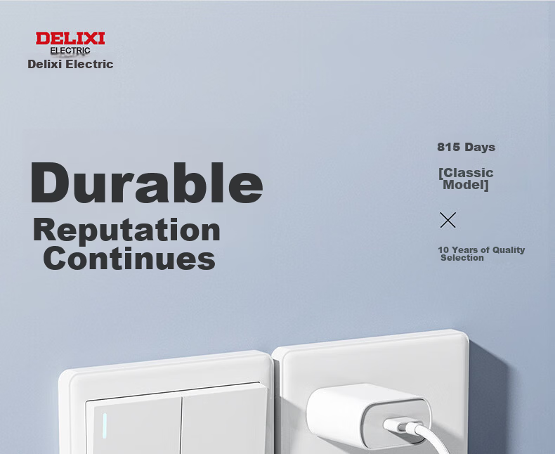 DELIXI CD815 Series Four-Gang Four-Way Double Control Switch Panel QSE864K2 3
