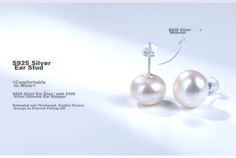 Daimi S925 Silver Seedless Steamed Bun Round 11-12mm Minimalist Series Freshwater Pearl Stud Earrings, Mother's Day Gift for Girlfriend 16