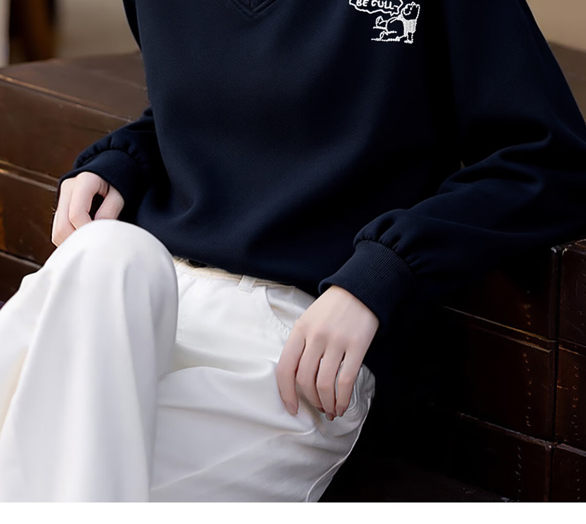 Chushen Spring Autumn Women's Sweatshirt, Fake Two-Piece Splicing, Versatile Loose Fit Long Sleeve Top S61W100 2