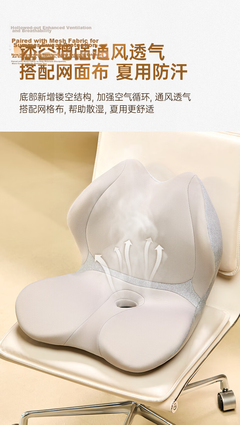 Ecomed German Lumbar Support Posture Chair Ergonomic Car Office Seat Cushion Waist Massager Back Support for Long Sitting Gift for Parents and Partner Birthday 10
