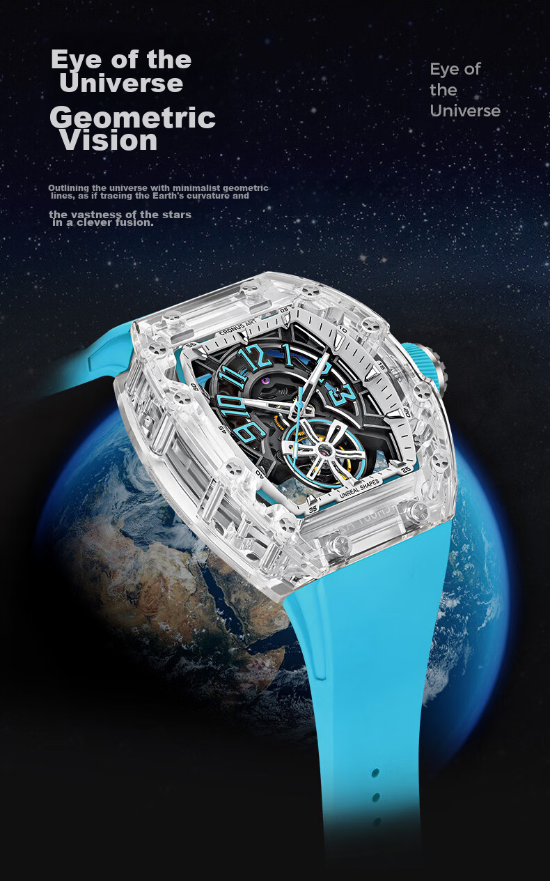CRONUSART Kluos Crystal Mechanical Men's Watch Skeleton Automatic Luminous Wristwatch Gift 7
