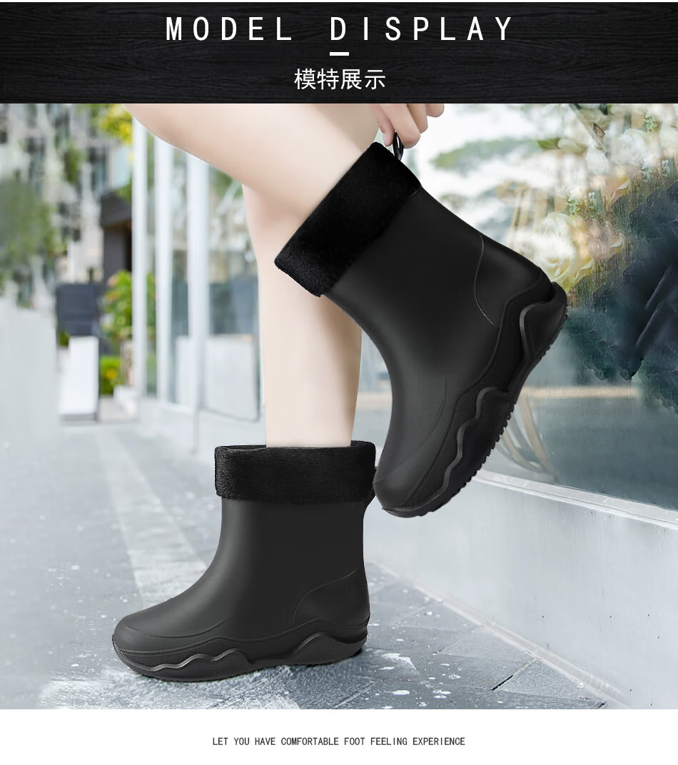 SooGree Mid-Calf Rain Boots Unisex Outdoor Camping Fishing Car Wash Hiking Cycling Waterproof Non-Slip Durable Water Work Shoes 2