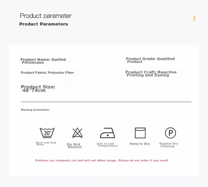 MUJI Class A Quilted Pillowcase with Pillow Core Isolation Layer, Household Anti-Oil and Dirt-Proof Pillowcase, 48x74cm Single Piece 10