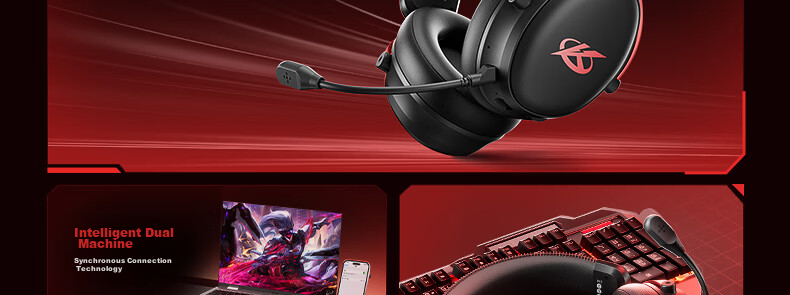 IKF V11 Pro 7.1 Quad-Mode Wireless Gaming Headset Over-Ear 7.1 Surround Sound Bluetooth Wired Esports Delta FPS Valorant Positioning Cranberry Red 17