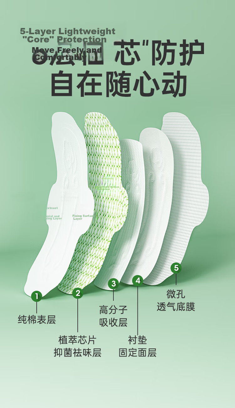 Fuyan Jie Plant Extract 100% Cotton Surface Plant Essence Antibacterial Deodorizing Mini Sanitary Pads 12 Pieces New National Standard Self-operated 9