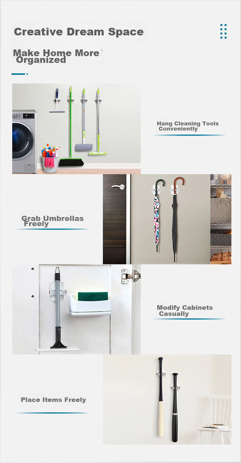 3M Mop Hook No-Drill Wall Mount Waterproof Bathroom Storage Umbrella Holder Load 1.8KG 11