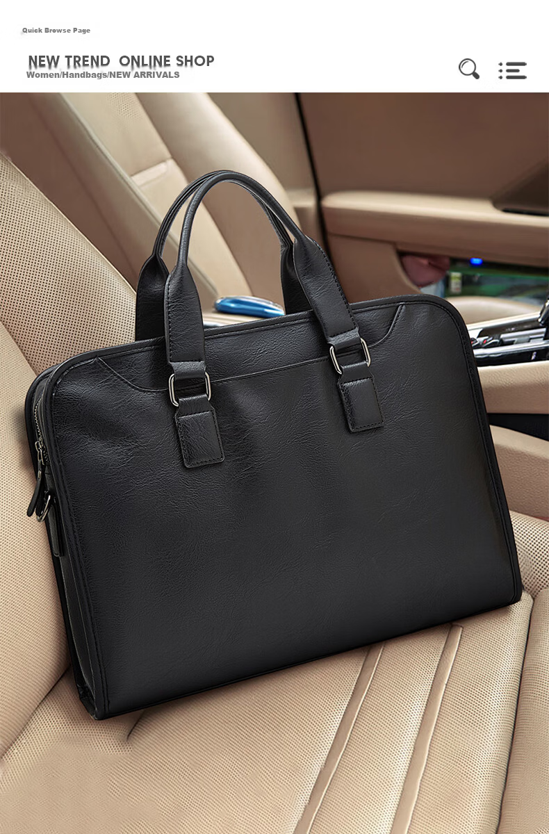 Lao Ren Tou Men's Briefcase Business Handbag Office Travel Shoulder Crossbody 13-inch Laptop Bag Birthday Gift 1