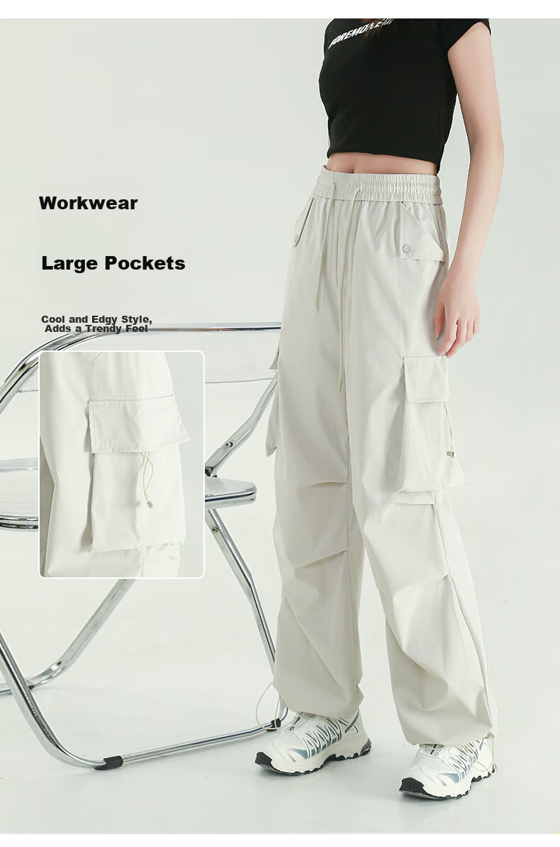 Borui Summer Lightweight American Quick-Dry Work Pants Women's Sports Loose Wide-Leg Slim Hiking Casual Pants 9