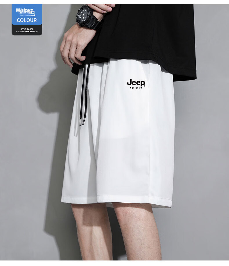 JEEP SPIRIT Men's Summer New Lightweight Ice Feel Loose Breathable Straight Cut Casual Sports Mid-Length Shorts 16