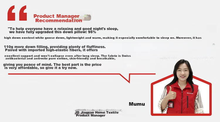JD Jingzao Manyun Platinum Five-Star Hotel Pillow 95 White Goose Down Pillow Class A Antibacterial Mite-Resistant Down Pillow Single Piece 2