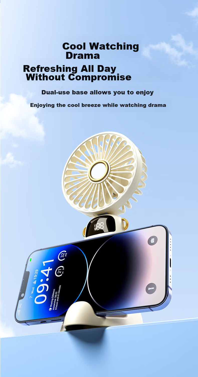 BIAZE Handheld Mini Fan, Cooling And Air-Conditioning Mini Fan, Portable Personal Small Mini Electric Fan, Creative Office Dormitory Outdoor Fan, FS26 Amber Gold 5