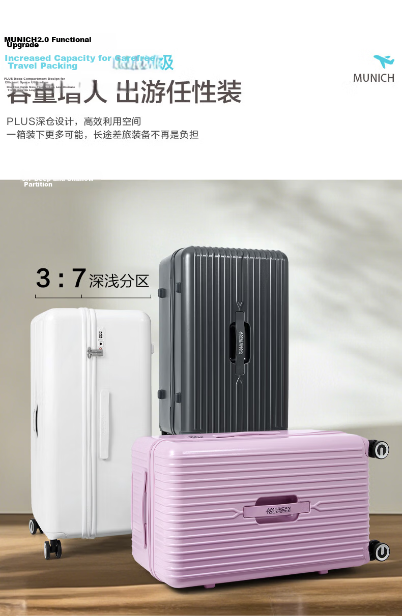 Mei Travel Luggage Deep Compartment Trolley Large Capacity Travel Suitcase PC Material TRUNK 79B Glacier White 30 Inch 8