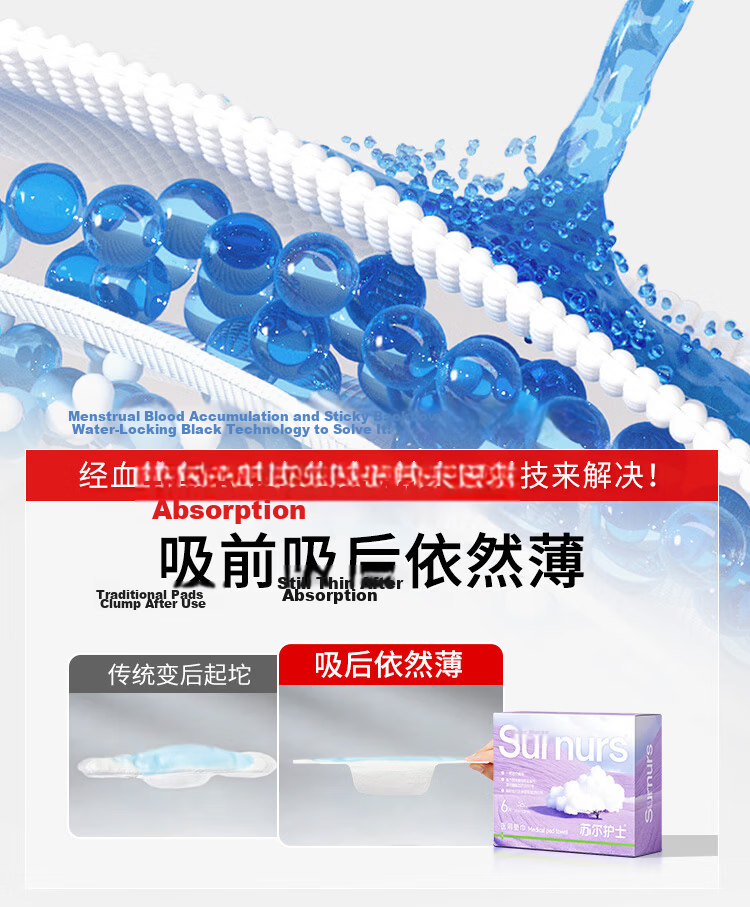 Sur Nurse Medical Grade Sanitary Pads 76pcs Family Pack Bulk Box Superior to New National Standard 8
