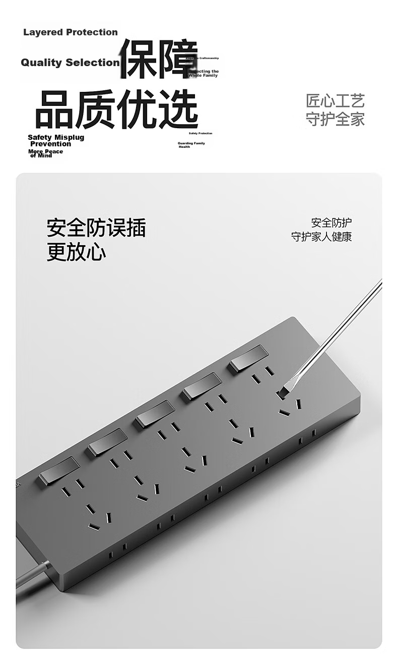 International Electrician 86-Type Surface-Mounted Multi-Port Controlled Extension Socket Panel with Cable Power Strip for Kitchen and Sideboard 14