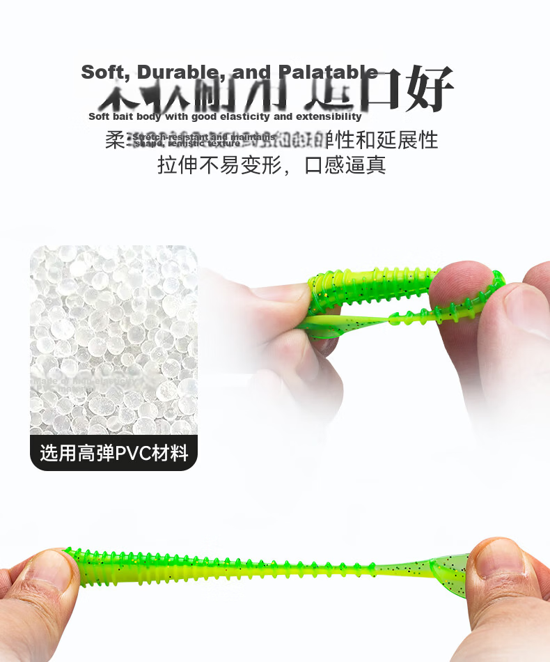 Guowangliya Lure T-Tail Soft Bait, 20 Pieces, Freshwater Artificial Bait, Mandarin Fish Bait, Lead Head Hook, Bottom Fishing for Bass And Topmouth Culter 3