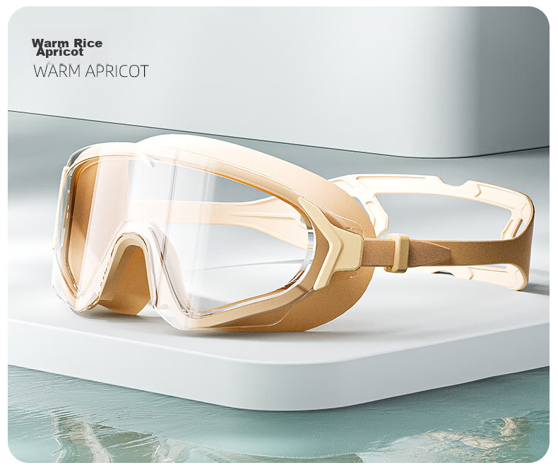 ANTA Water Eye Max Large Frame Swimming Goggles Adult HD Anti-Fog Waterproof Professional Diving Goggles Black and White Plano 15