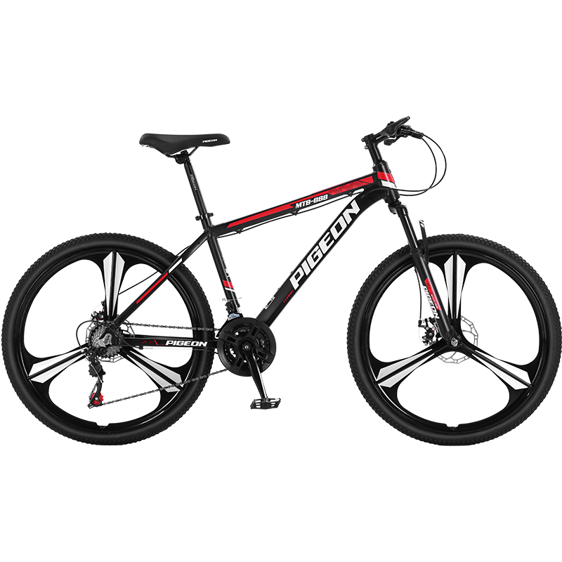 FLYING PIGEON (FG FLYING PIGEON) 26-inch Mountain Bike for Men and Women, Adult Aluminum Alloy Frame, 24-Speed Integrated Wheel Off-Road Bicycle, Black and Red