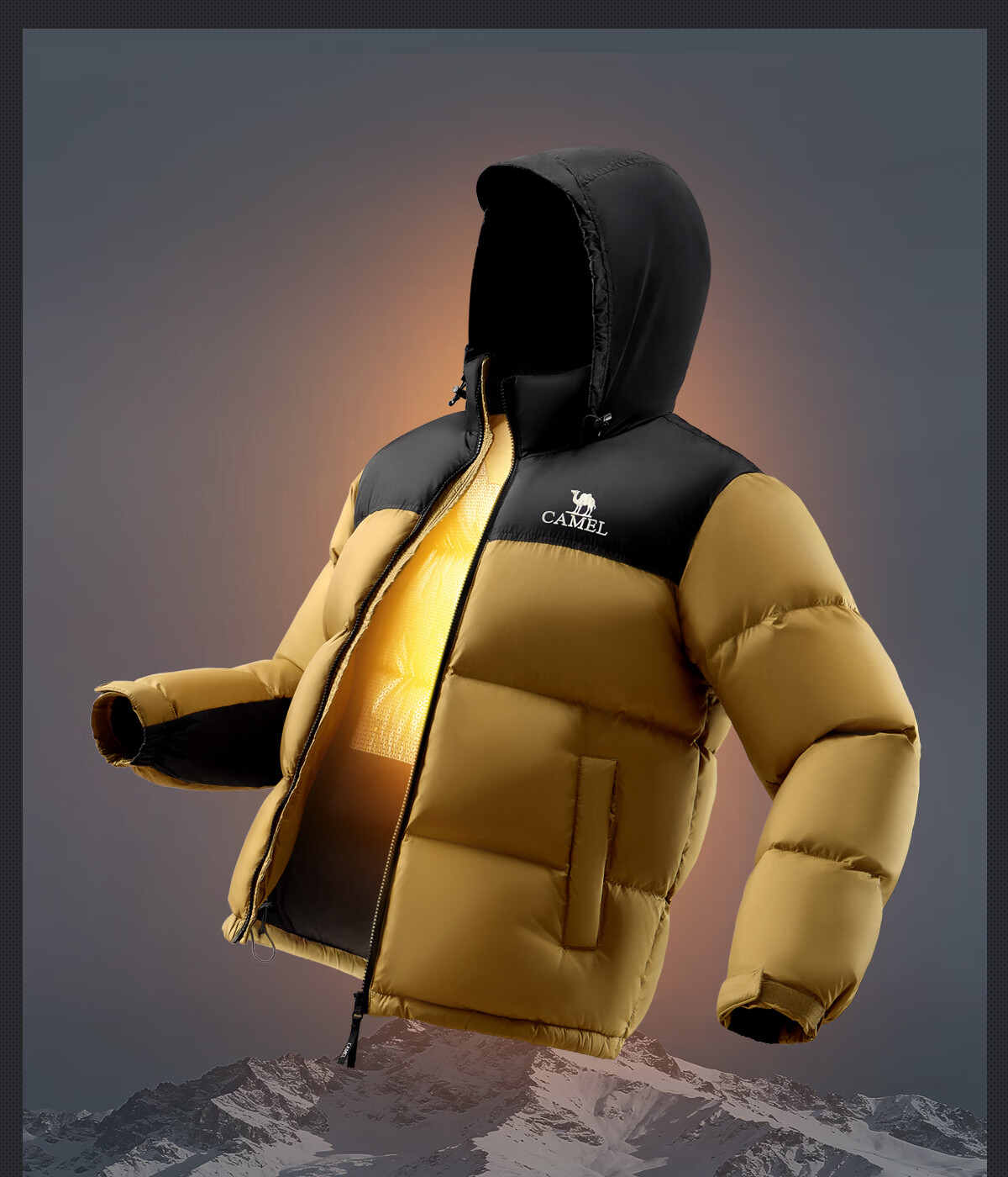 CAMEL Flame Mountain down Jacket 2.0 Wang Junkai Edition [Wang Zhe Kai Armor] Men's Thickened Warm Coat for Winter 9