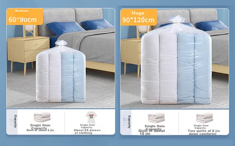 Dengbi Transparent Plastic Quilt Storage Bags Large Dustproof Clothes and Bedding Storage Bags 5-Pack 8