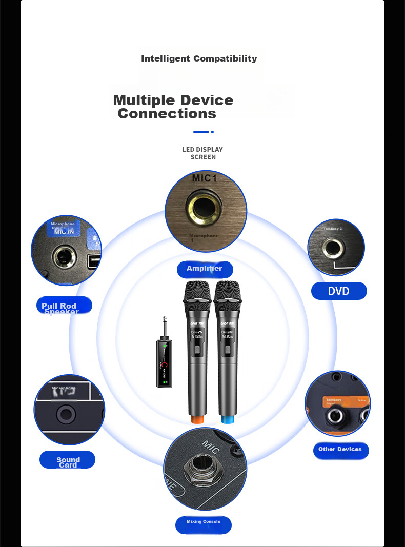 SAST Wireless Microphone with Charging Function, for Home KTV Singing, Stage Hosting, Speeches, Karaoke, Meetings, Sound System Amplifier, FM Radio, Car Universal Microphone OK-91 Single Unit 10