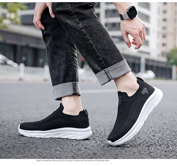 Warrior Casual Shoes for Men, Breathable Mesh Shoes, Lightweight Soft-Soled Running Sneakers, WXY(ZA)-3150, Black, Size 39 6