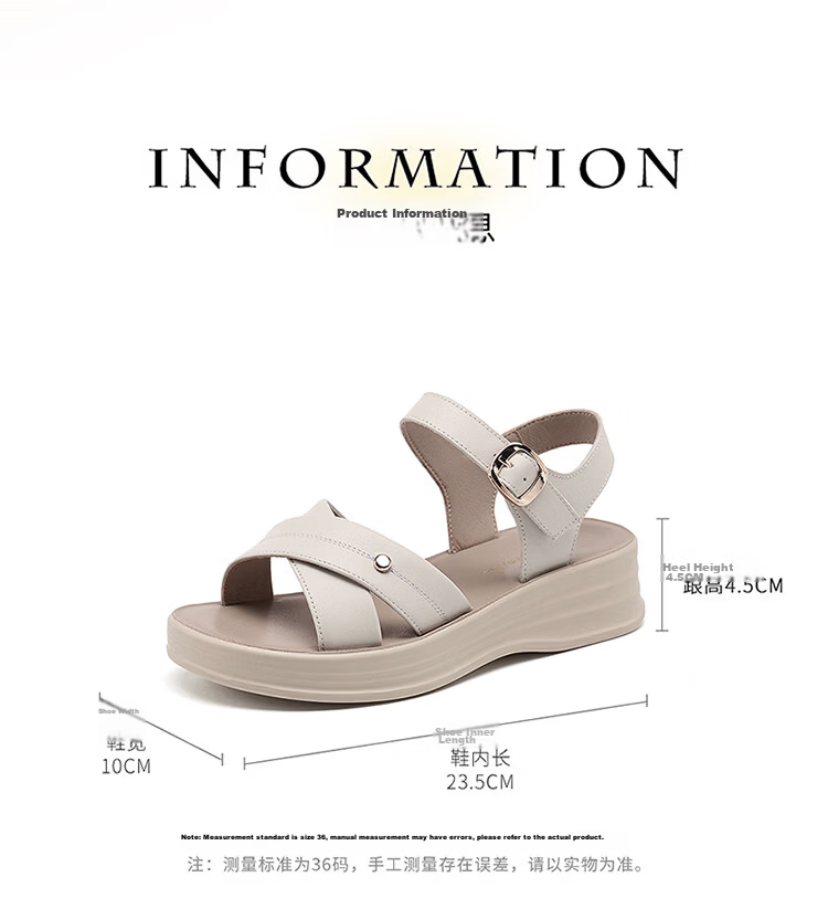 Red Dragonfly Mom Summer Sandals Soft Leather Sole Middle-aged and Elderly Women's Shoes Magic Tape Beach Shoes WTK265021 Black Size 38 8