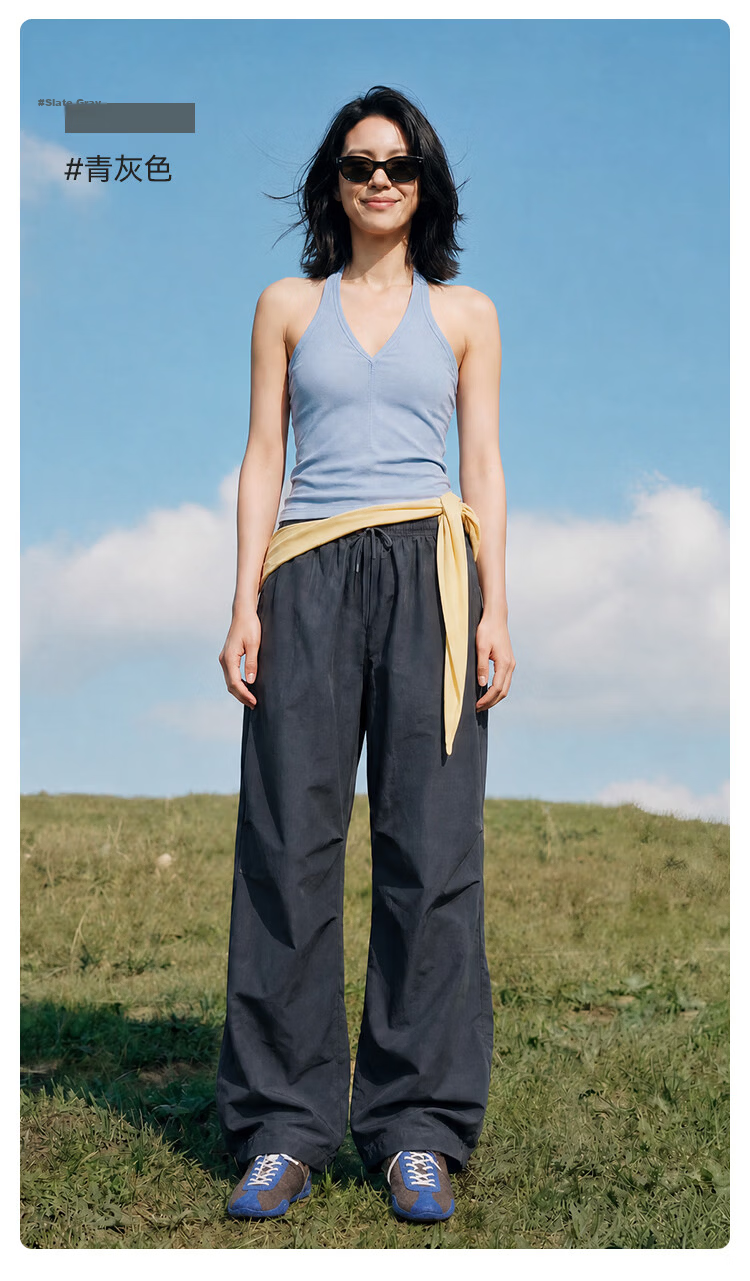JD Original Casual Pants, Cargo Pants for Women, Loose Wide-Leg Trousers, Outdoor Hiking Climbing Pants, Parachute Pants, Black, L 18