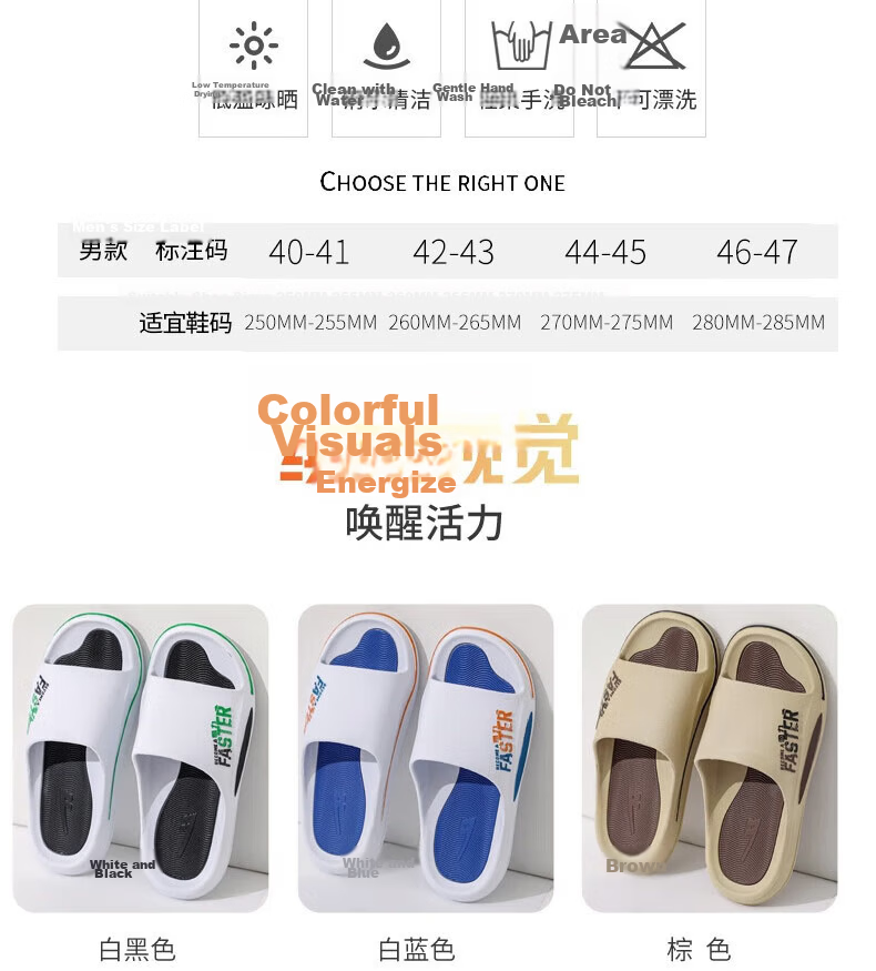 Huili Men's Sports Slippers, Bathroom Indoor Outdoor Shock-Absorbing Non-Slip Thick-Soled Sandals, HL39651 White And Blue, Size 46-47 13