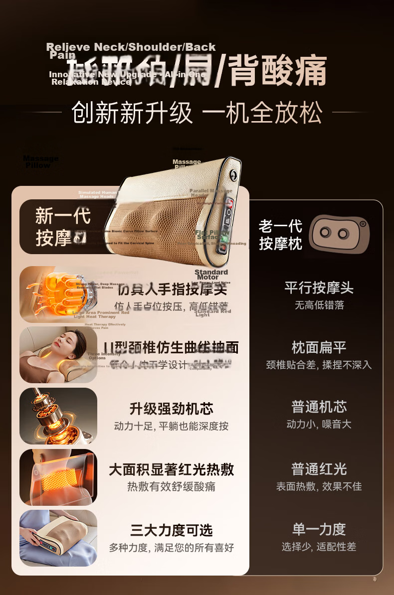 KONKA Cervical Massage Device for Shoulder, Neck, Waist And Deltoid, Automatic Kneading And Heating Pad Pillow, Practical Mid-Autumn Festival Birthday Gift for Parents And Elders 4