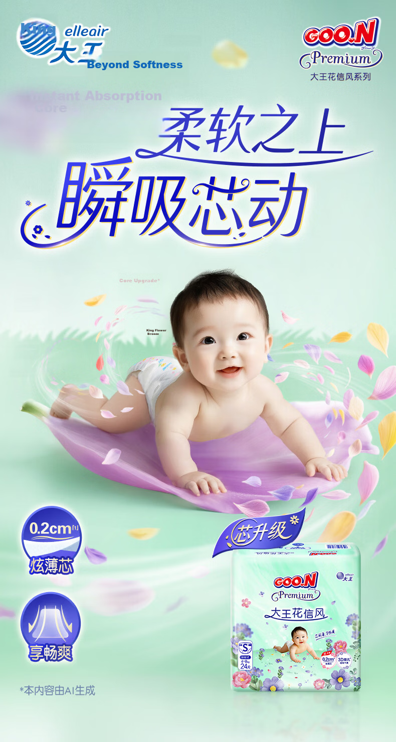 Dawang [Free Diaper Delivery] Huaxinfeng Diapers S24 Pieces (4-8kg) Newborn Ultra-thin Breathable Diapers 1