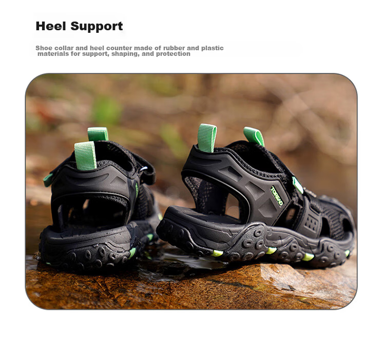 TOREAD Special Fund Children's Sandals for Boys And Girls, Big Kids' Shoes Summer Style Non-Slip Closed-Toe Beach Shoes Navy Blue White Size 33 22
