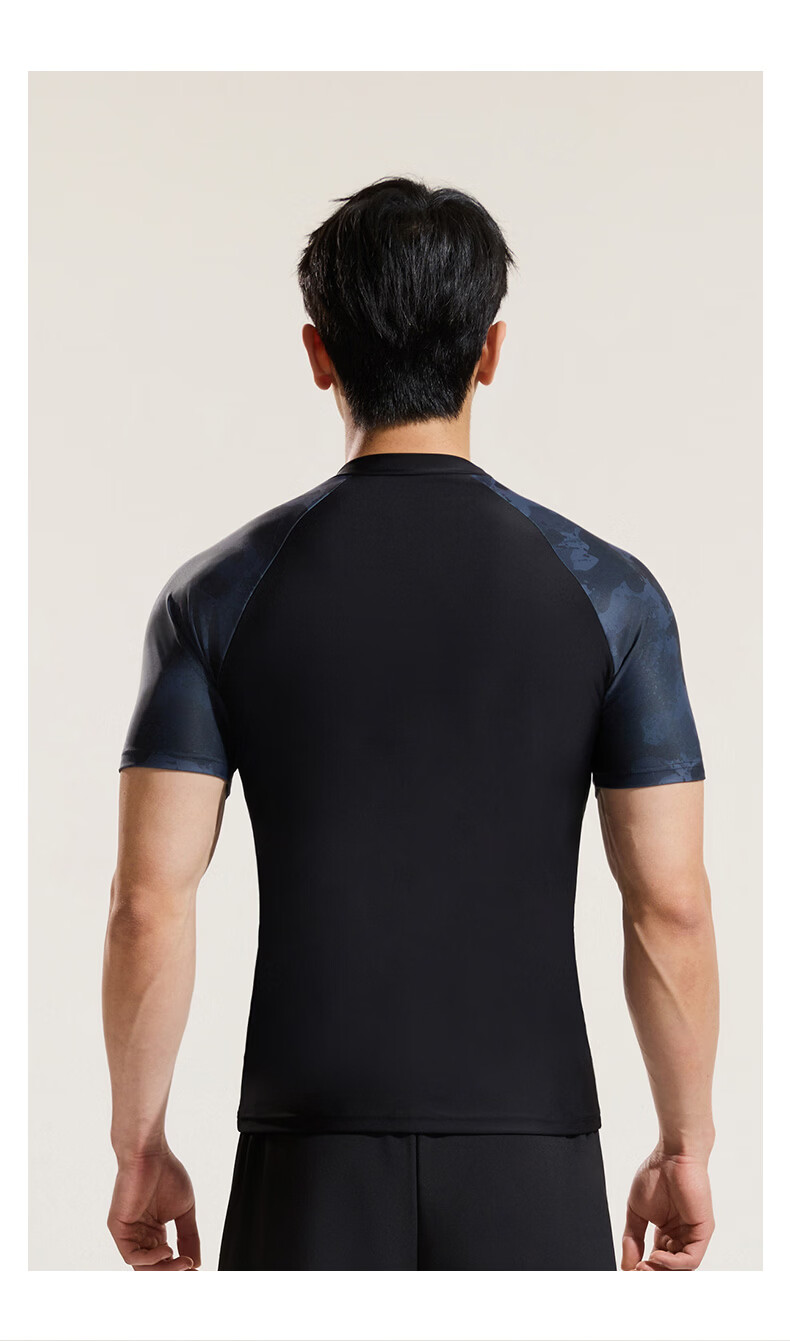 ANTA Men's Swim Shirt Sunscreen Quick-Dry Breathable Comfortable Chlorine-Resistant Black L 13