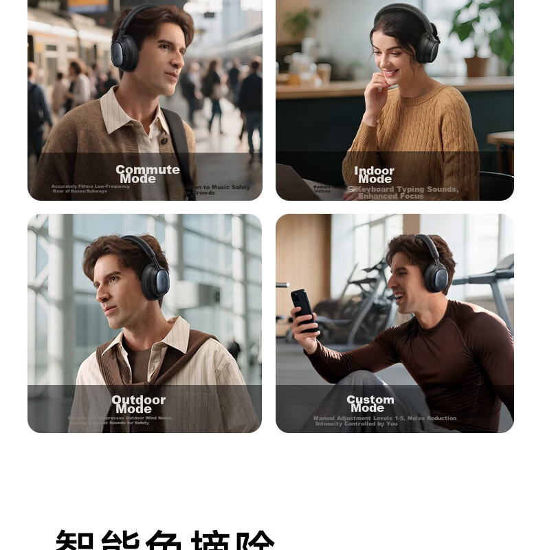 BASEUS MH1 Over-Ear Noise Cancelling Bluetooth Headphones Active Noise Cancellation Dual Gold Standard HiFi Certified 80H Battery Life Compatible with Apple Huawei Xiaomi Oppo Phones Gift 9