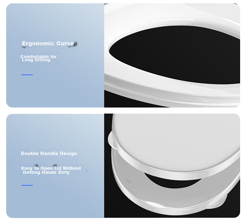 Muvi Antibacterial Universal U-Shaped Enlarged Thickened Toilet Seat Cover Slow-Closing Cushion Lid for Old-Style Toilets 18