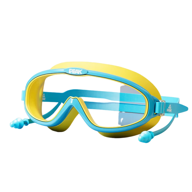 Peak Kids Swimming Goggles HD Waterproof Anti-Fog Unisex Children Swimming Gear Diving Earplugs Integrated Glasses Blue Green