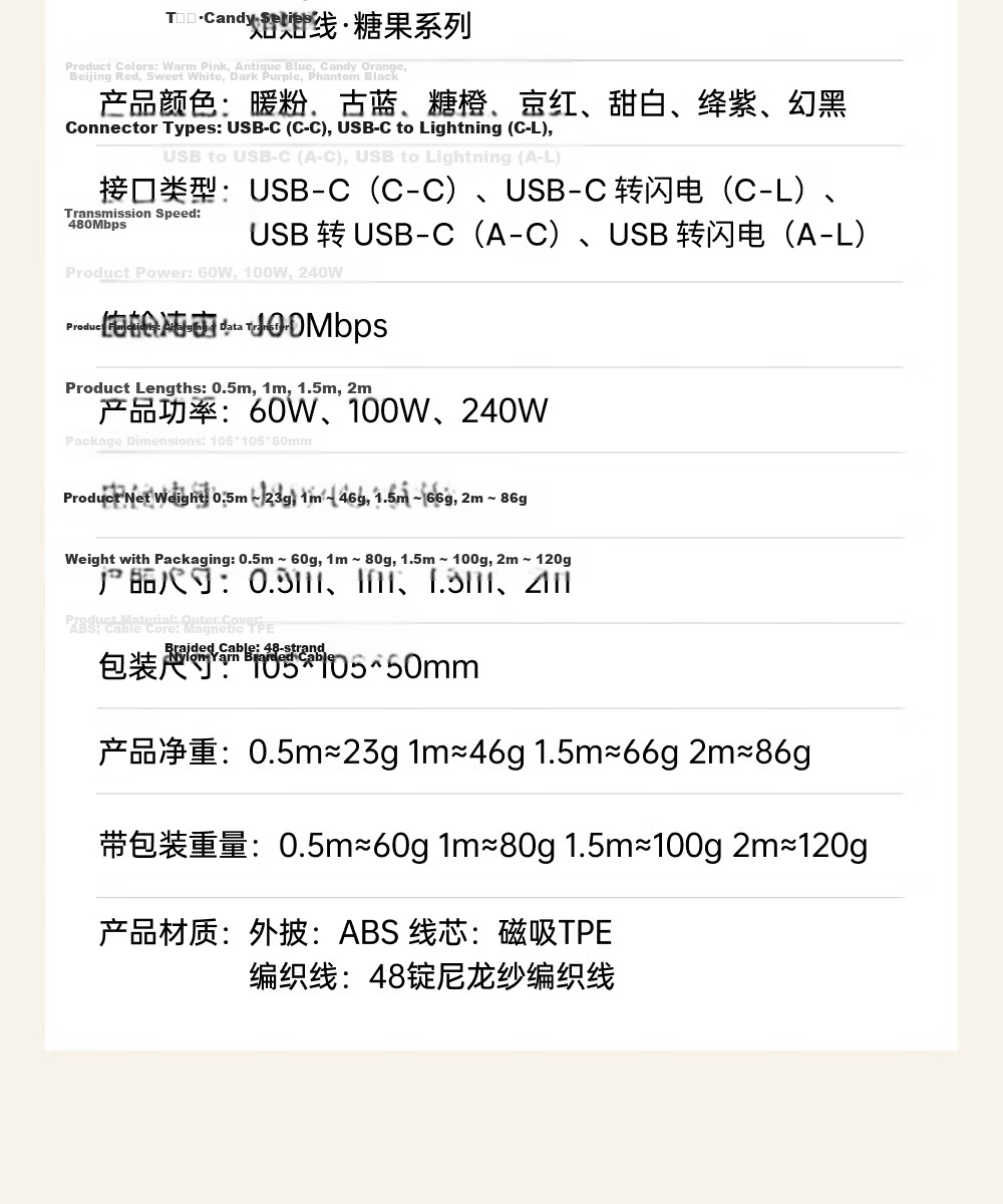 CANDYSIGN Candy Factory MagTie Hard Candy, Fully Magnetic Adhesive Strap, A-L Sugar Orange Apple, MFi Certified Charging Cable, Data Cable, Fast Charging Type-C IPad 18