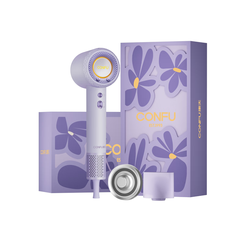 CONFU High-Speed Hair Dryer 5 Billion Plasma Home Use High Power Strong Wind Fast Drying Damage-Free Negative Ion Birthday Gift F9Pro Ulet Purple Gift Box
