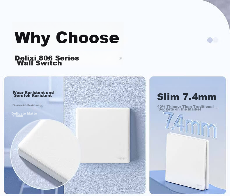 DELIXI Switch Socket CD806 Matte Frosted Cream Style Large Panel Category 6 Computer Socket Jade White 4