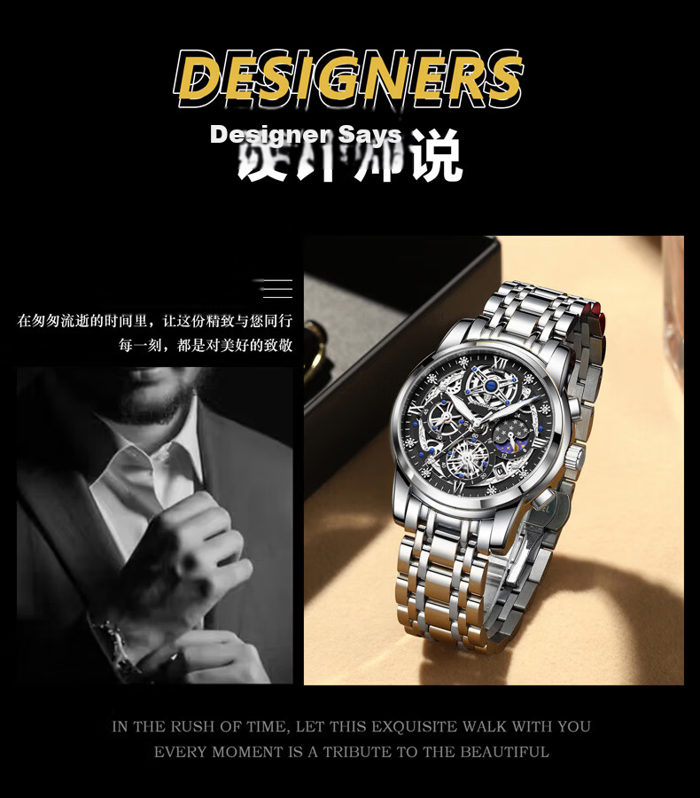 GEORGCOUNT Swiss Business Men's Watch Fully Automatic Waterproof Skeleton Mechanical Quartz 2025 New Luxury Men's Watch 3
